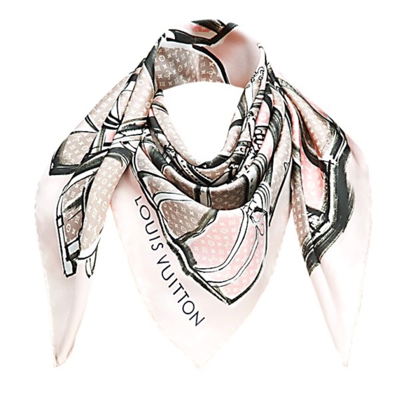 Louis Vuitton Other - Louis Vuitton Trunks & Luggage Monogram Pink Brown Silk Scarf